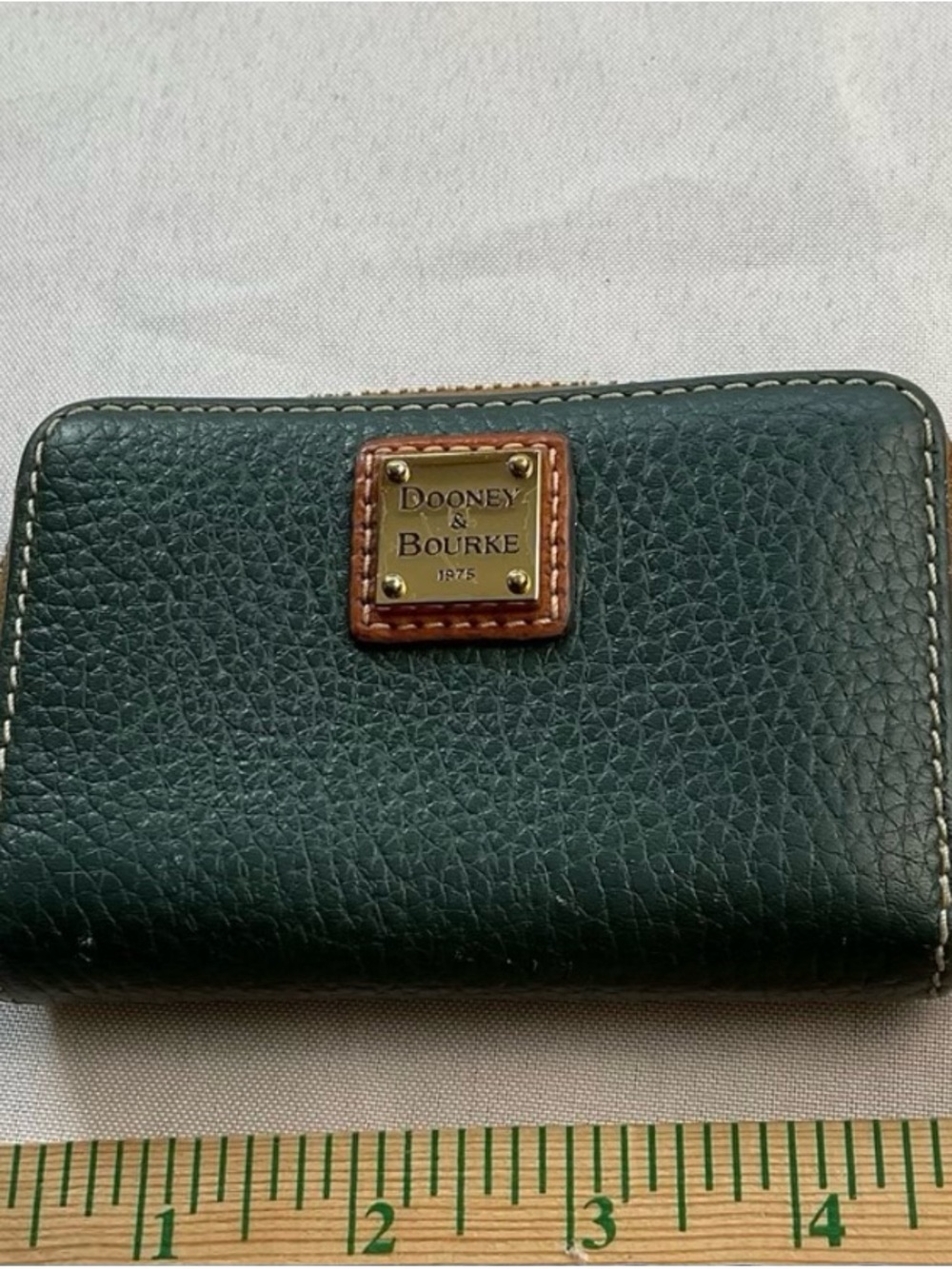 Dooney & Bourke Dark/Forest Green Pebbled Leather Zip Wallet Credit Card Case - Picture 6 of 6